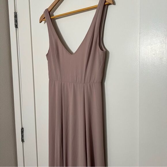 Show Me Your Mumu Jenn Maxi Dress Small Beige Chiffon Sleeveless Bridesmaid - Picture 4 of 11